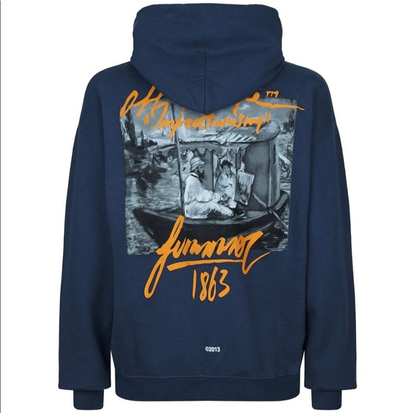 OFF-WHITE SUMMER GRAPHIC PRINT HOODIE BLUE - Picture 2 of 6